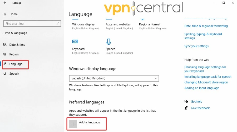 Windows Add Language