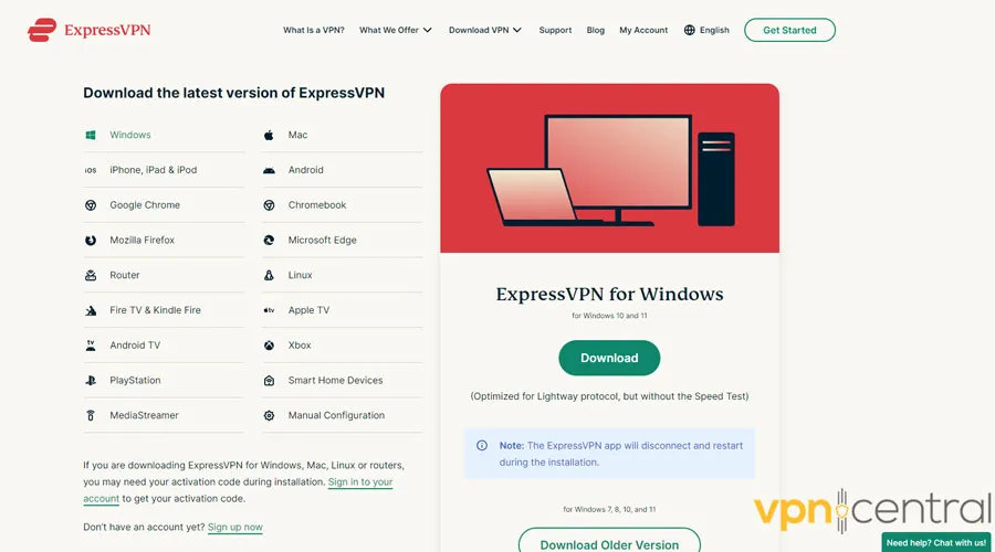 Downlading ExpressVPN