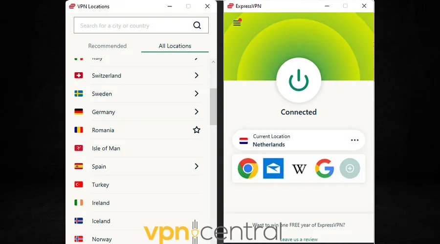 expressvpn connected to netherlands