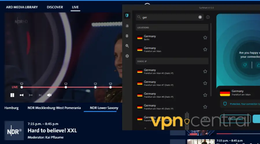 german tv unlocked with surfshark vpn