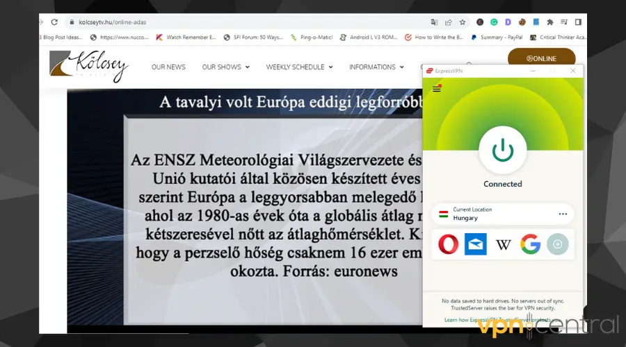 Hungarian TV working with ExpressVPN