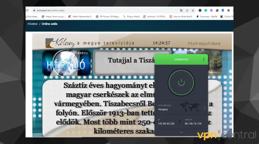 hungarian tv unlocked with pia connected to hungarian server