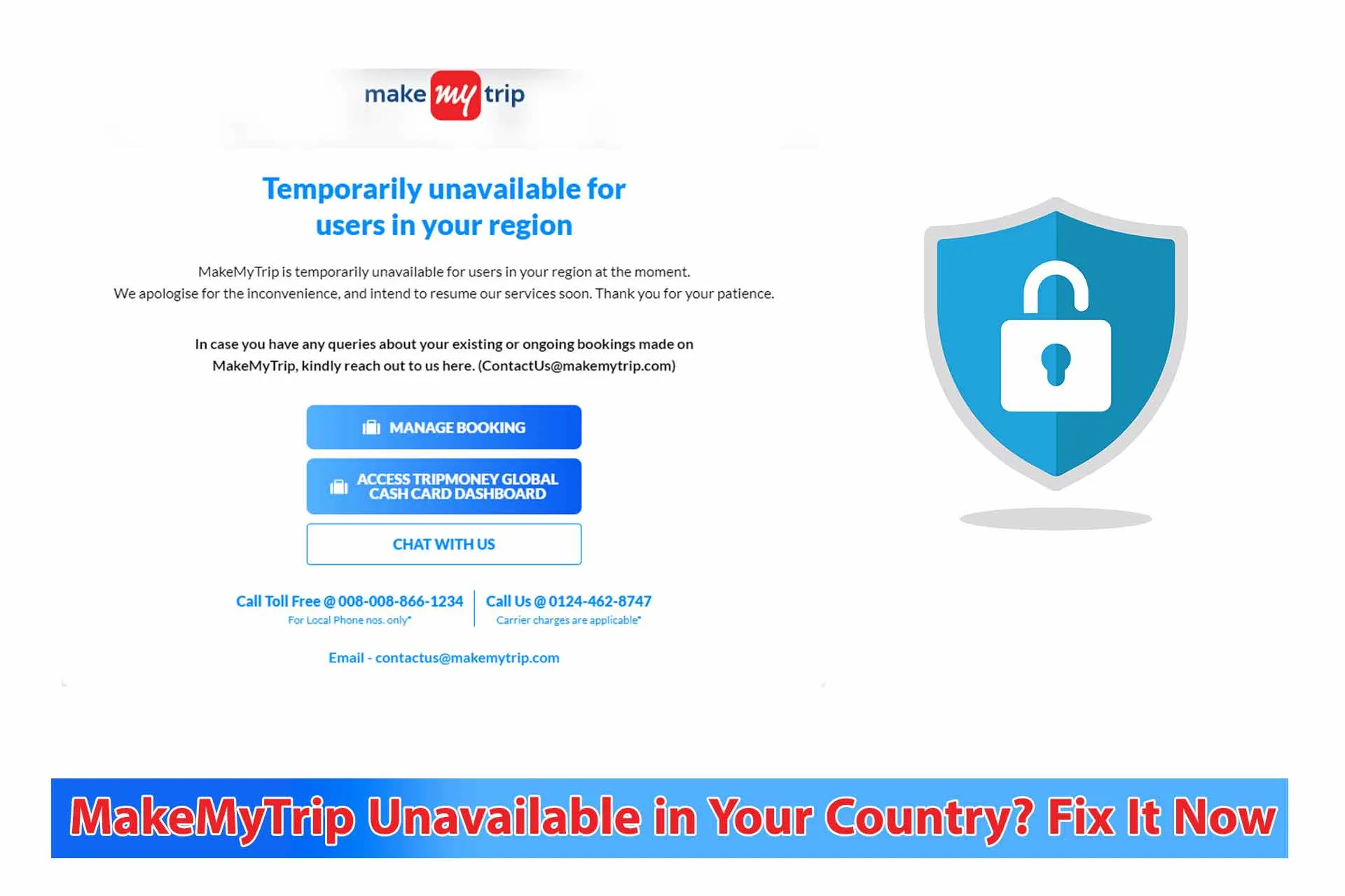 MakeMyTrip unavailable in your country