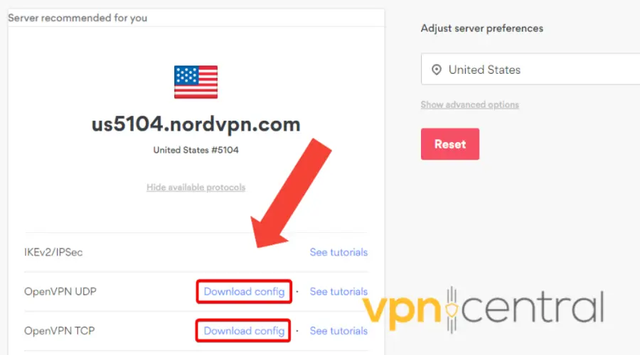 nordvpn configuration files