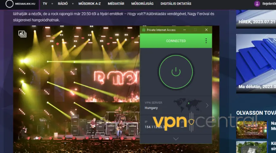 hungarian tv working abroad with pia vpn connected