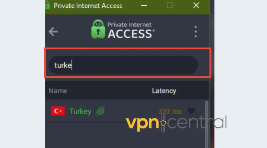 pia connected to a turkey server