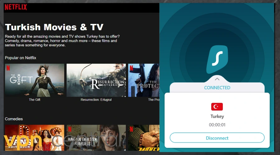 Turkey TV Surfshark VPN Connected 