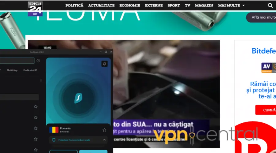 surfshark  unlocking digi 23 romanian tv channel