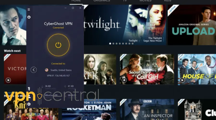 cyberghost working with amazon prime