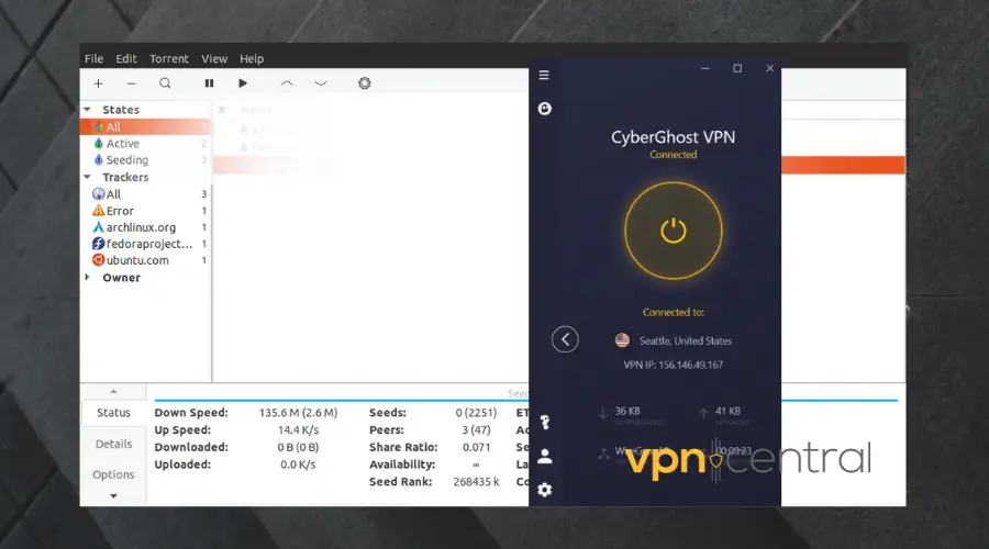 cyberghost VPN working with Deluge