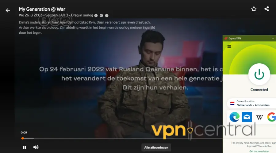 dutch tv working with expressvpn connected