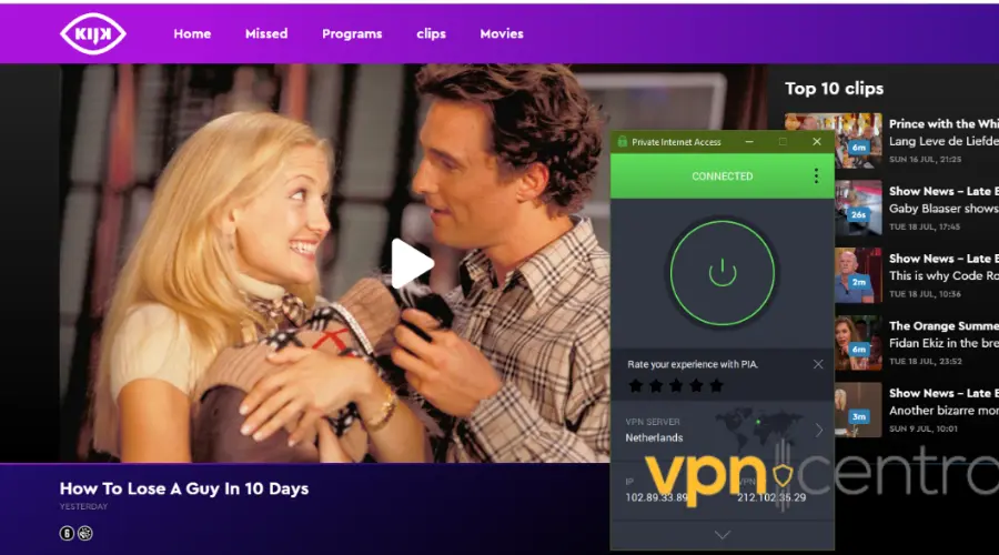dutch tv working with pia vpn connected