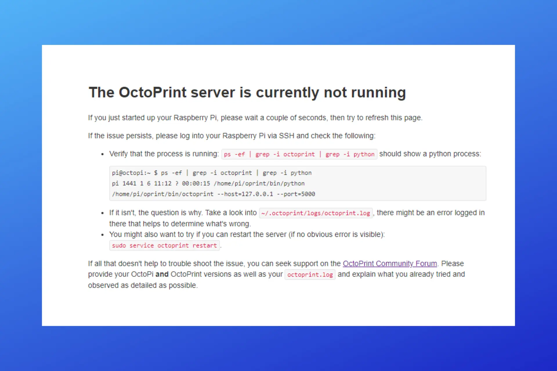 octoprint not working wih vpn