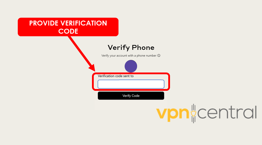 provide the verification code