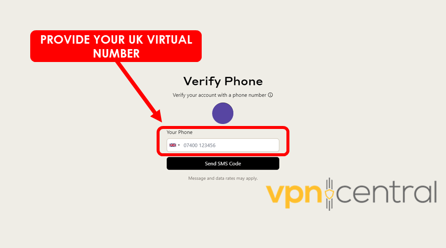 provide your uk virtual number on claude