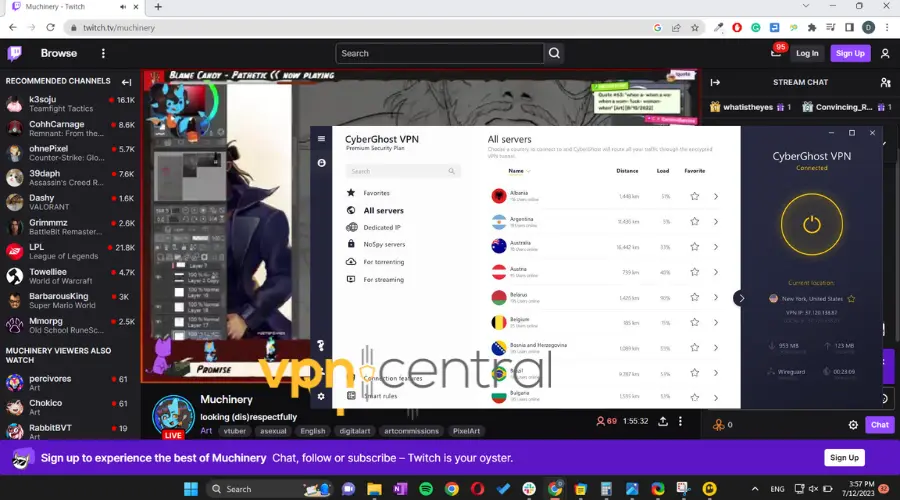 twitch working with cyberghost connected to the united states