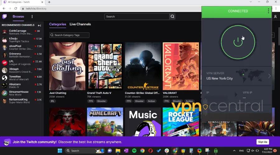 twitch working with pia connected to new york