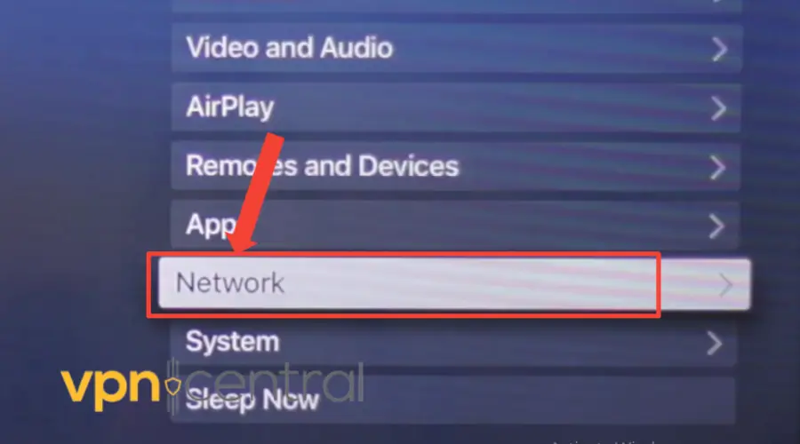 Apple TV network tab