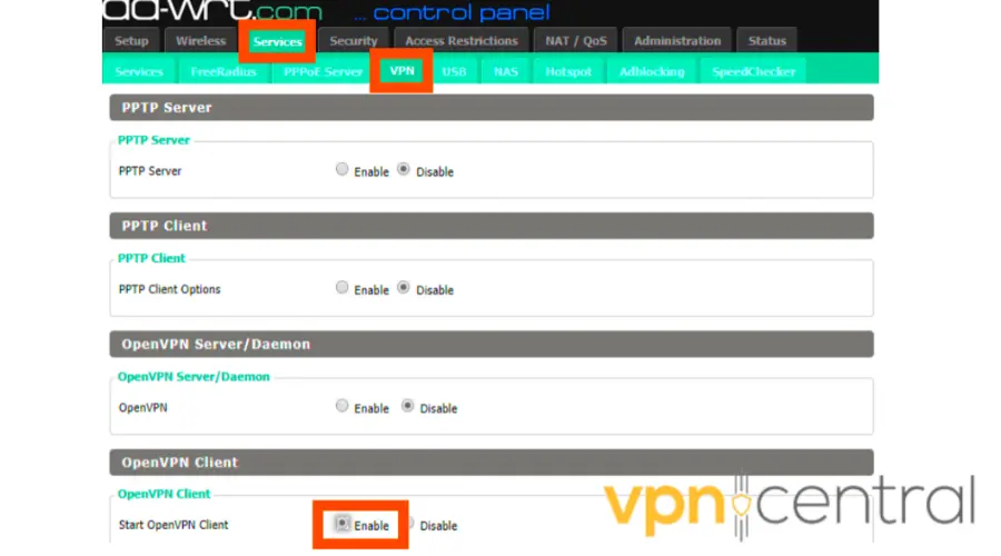 Activate OpenVPN Client