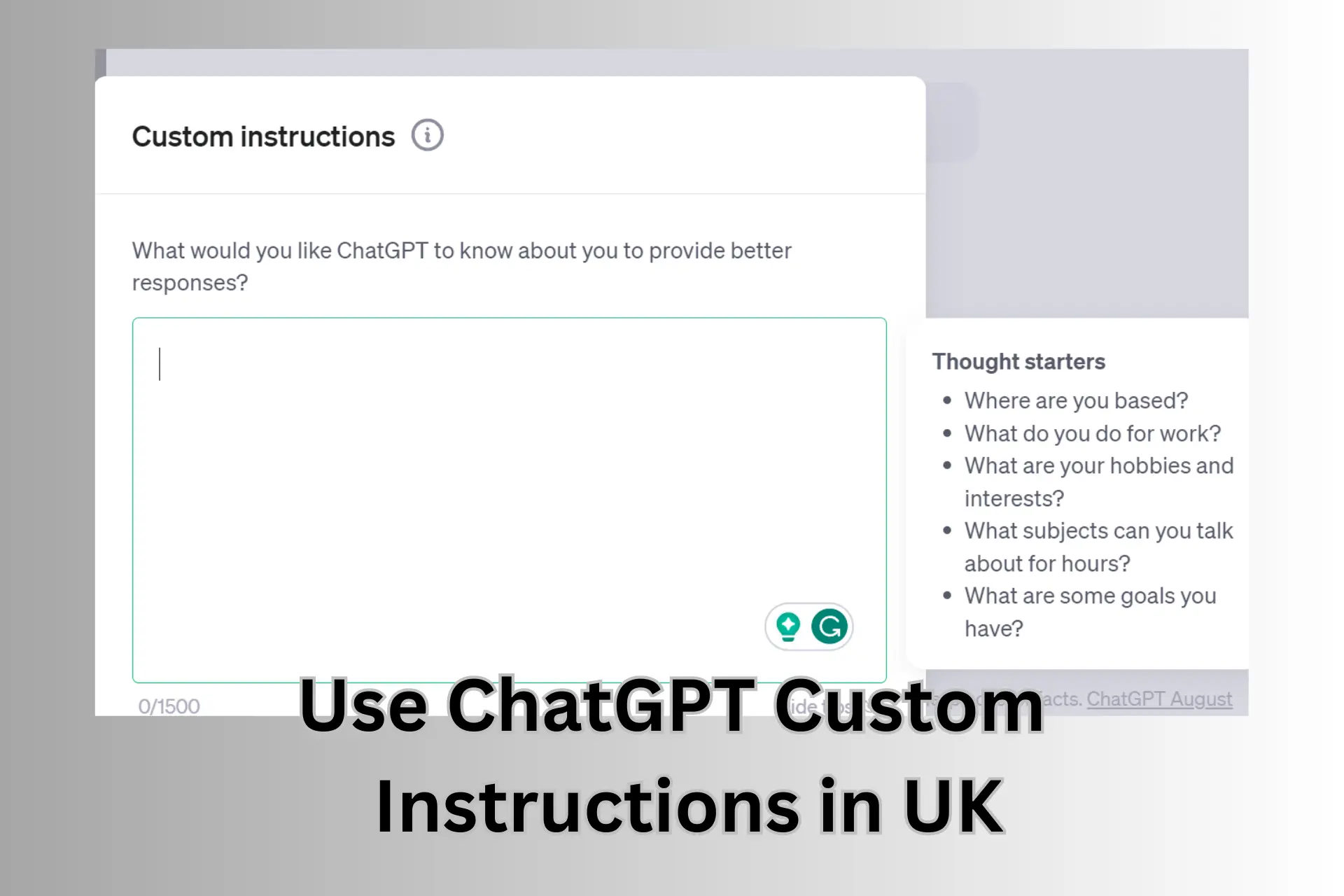 ChatGPT Custom Instructions in UK