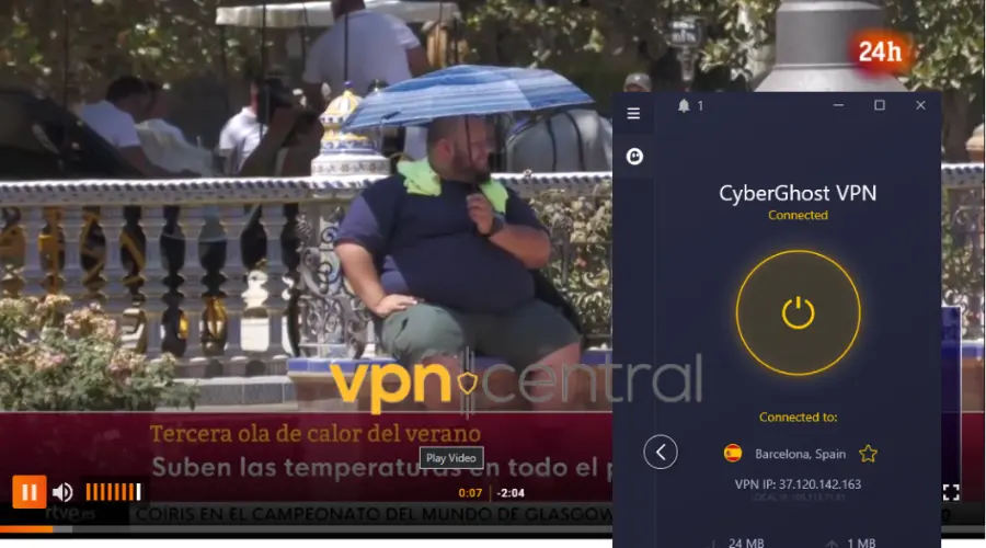 spanish tv working with cyberghost connected