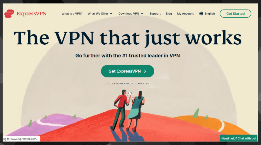 Screenshot of ExpressVPN's homepage