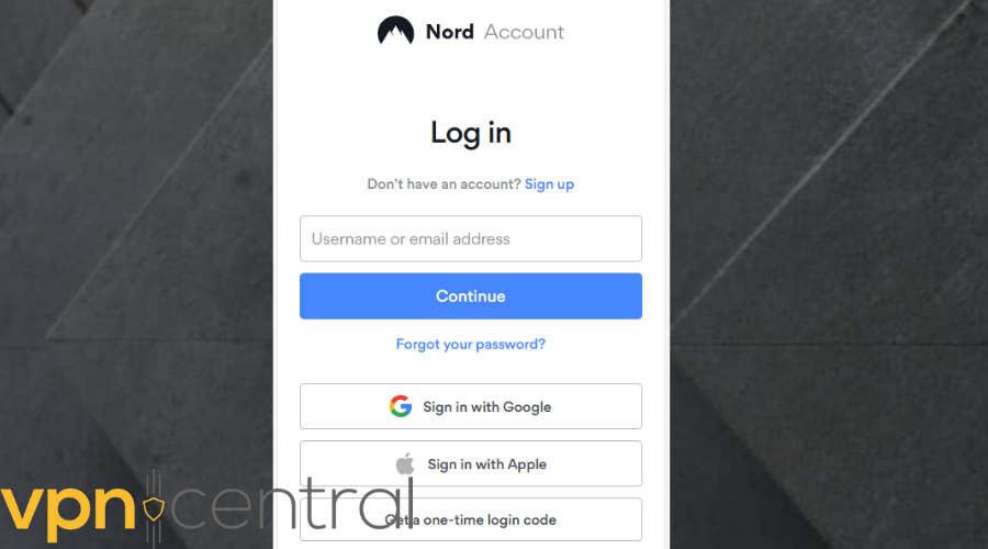 nord account login page