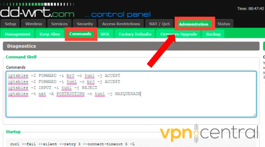 DDwrt Command shell