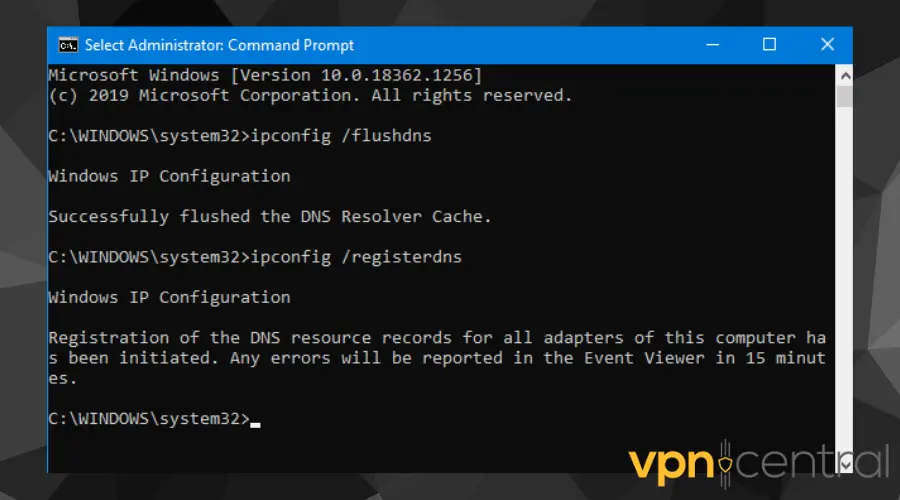 command prompt dns flush commands