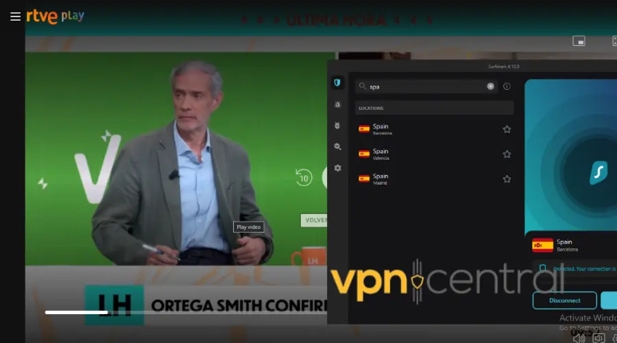 spanish tv unlocked with surfshark vpn