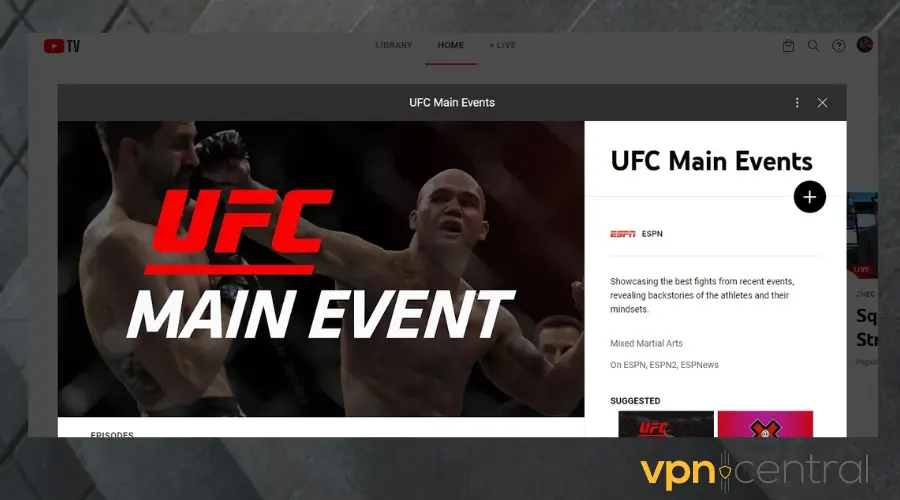 ufc youtube tv channel 