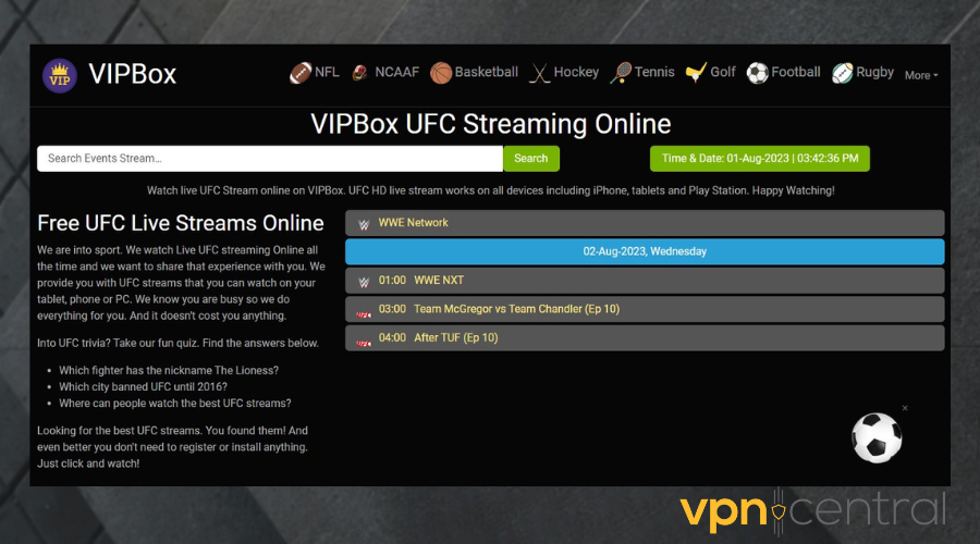 vipbox web interface