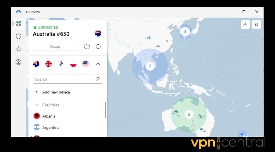nordvpn connected to australia