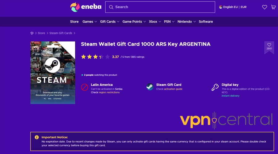 argentina steam gift card eneba