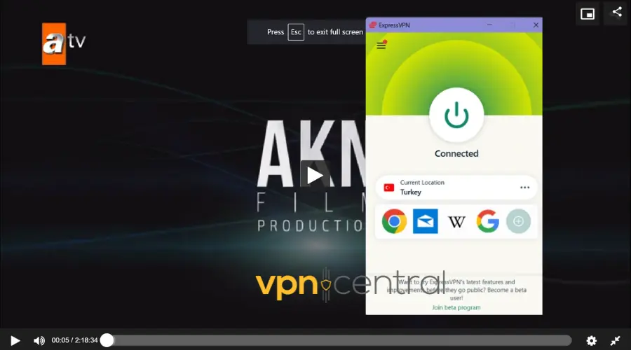 atv turkish tv channel unlocked with expressvpn