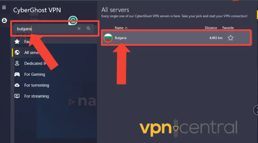 cyberghost bulgarian server