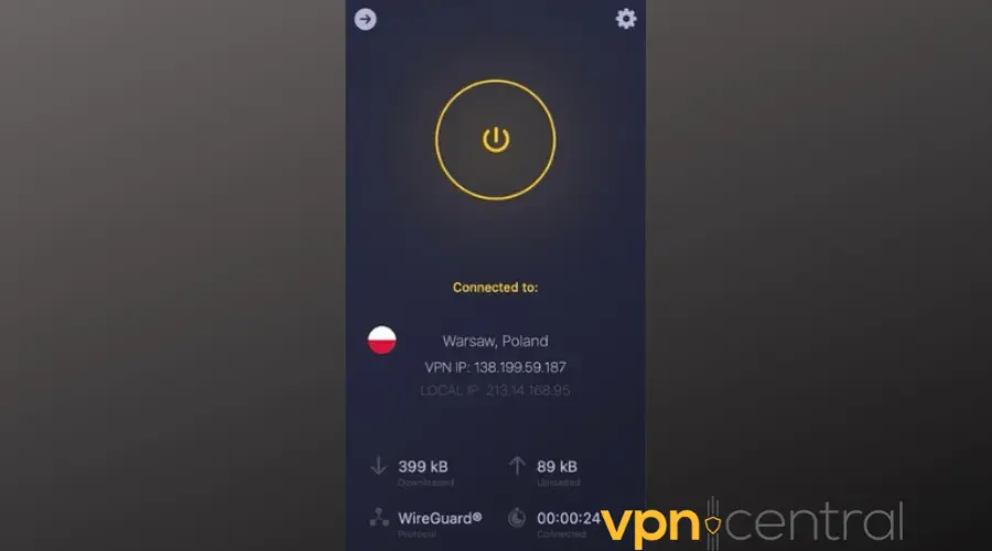 cyberghost connected to poland