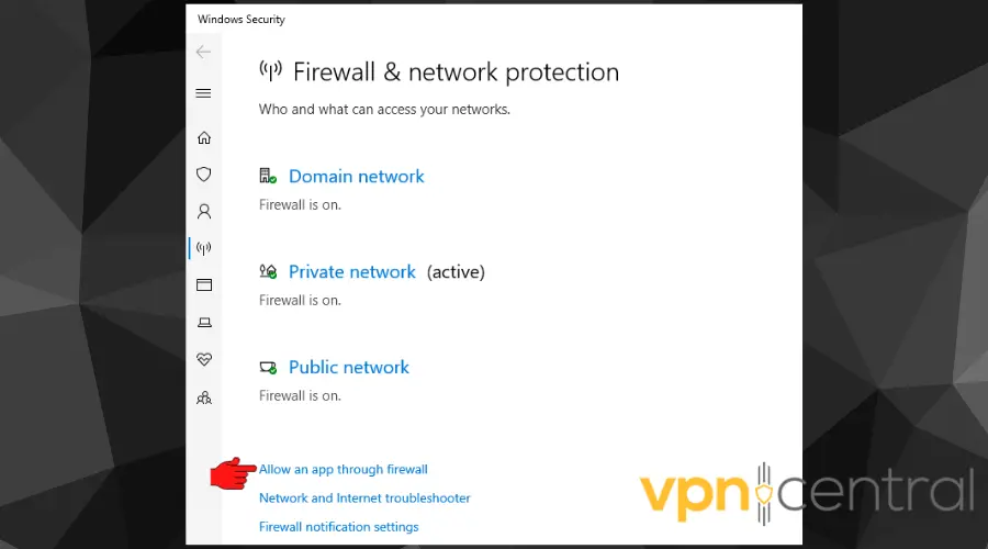 Allow an app through firewall