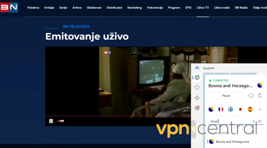 nordvpn unlocking bosnian tv