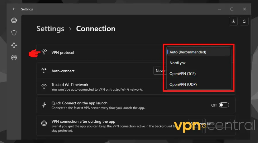 changing vpn protocol