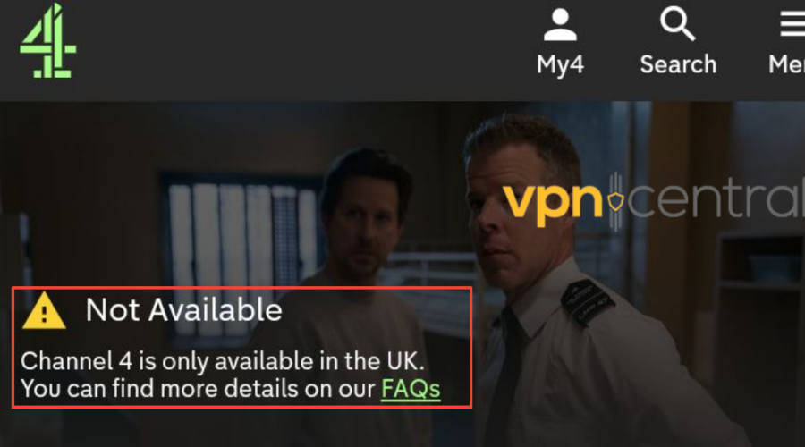channel 4 geo restriction error
