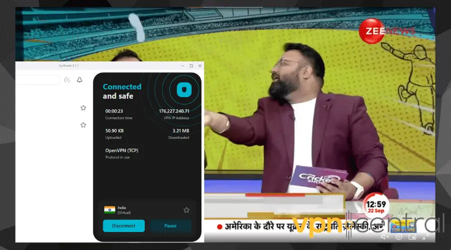Indian TV channel unblocked with Surfshark