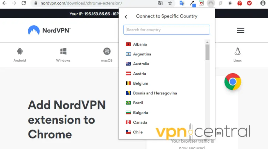 NordVPN extension servers
