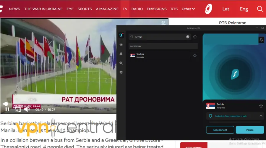 Surfshark unblocks Serbia TV