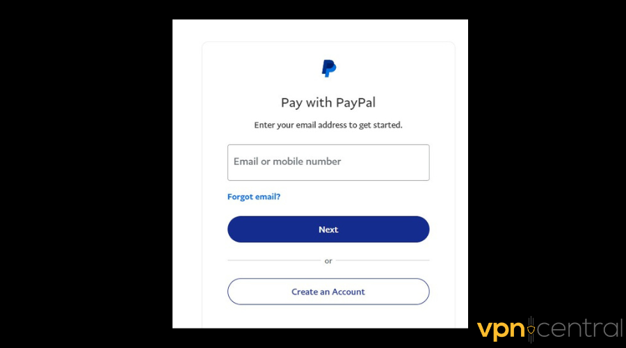 Paypal account login