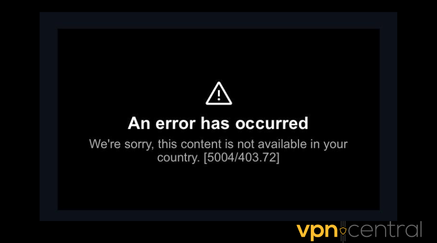 Geo blocking error on Canadian CTV site