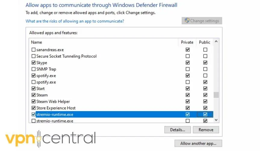 allow stremio through firewall