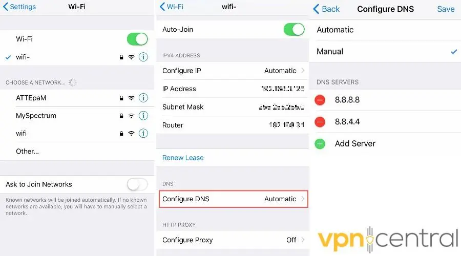 configure dns on ios