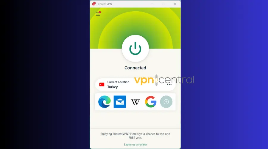 expressvpn connected to turkey