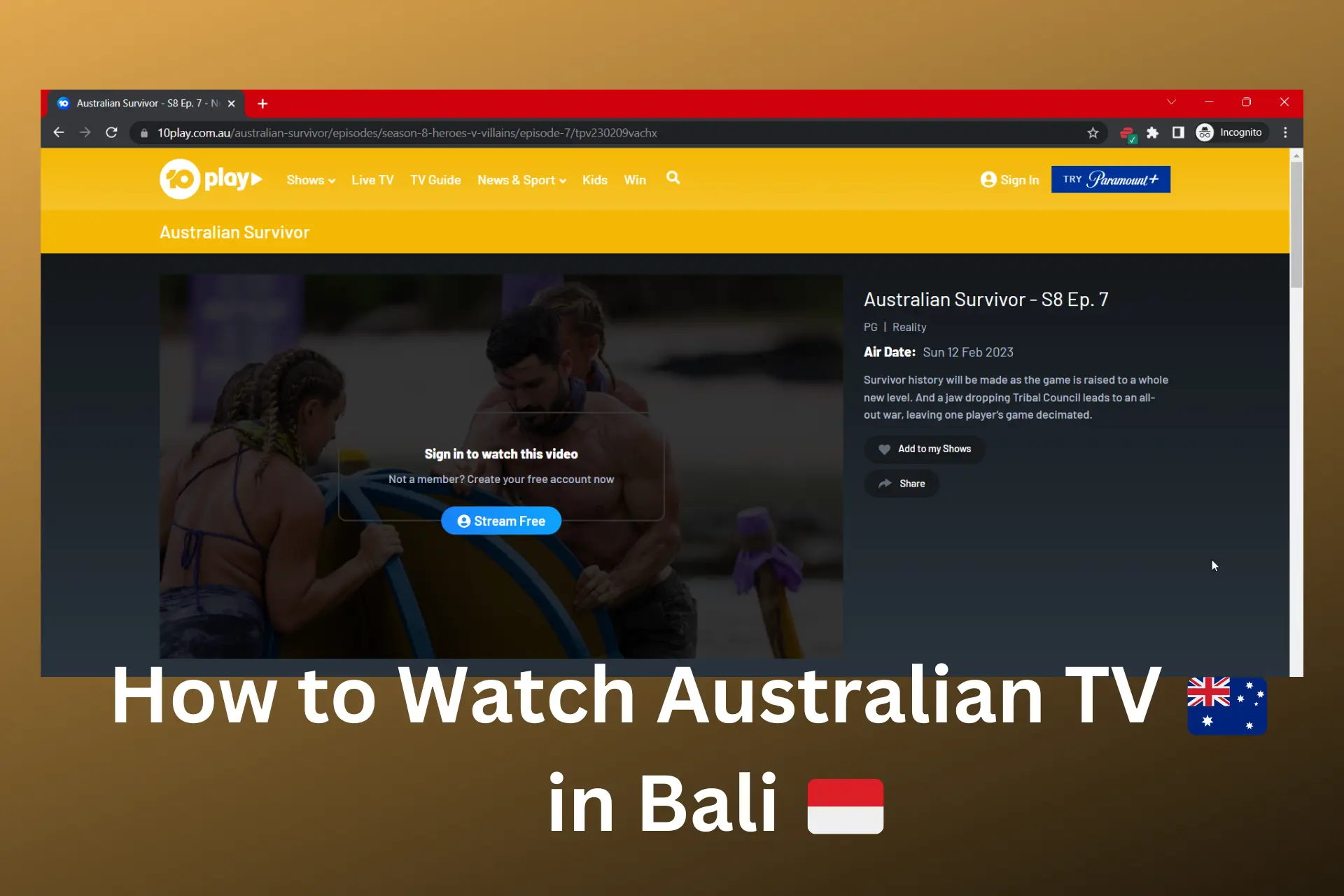 how to watch australian tv in bali